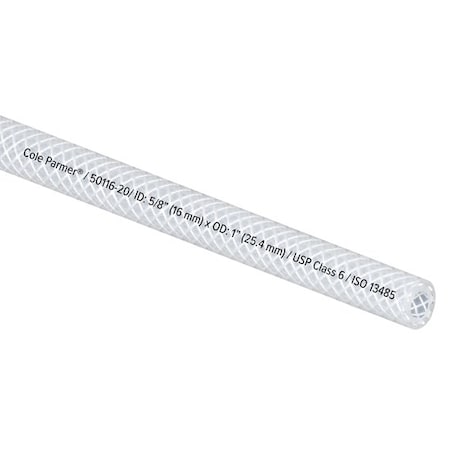 Cole Parmer Reinforced TPE Tubing, Clear, 5/8in ID x 1in OD; 25 Ft CP-FLXCBR10-16-25